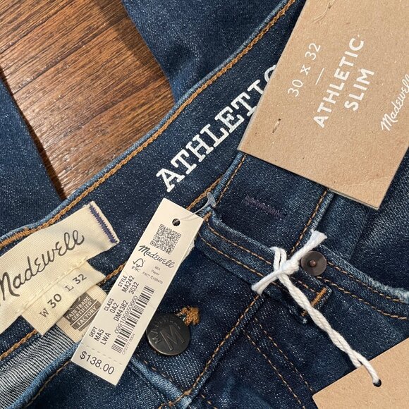 NWT Madewell Men's Sz 30x32 Athletic Slim Jean Leeward Wash CoolMax MA242 - Picture 3 of 16